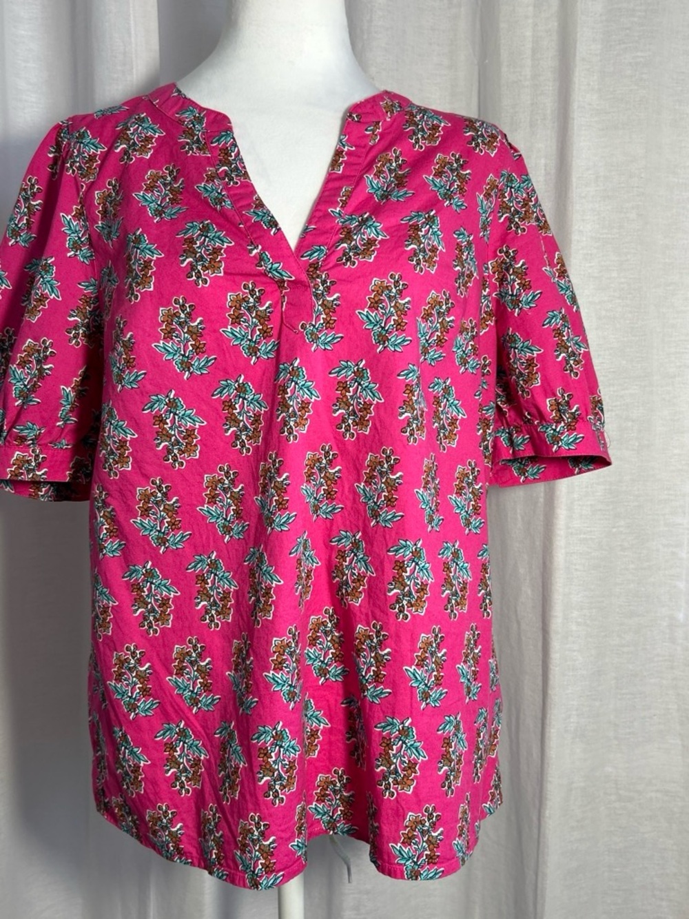 J. Crew Hot Pink Floral Print Blouse